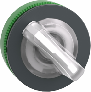 Head for illuminated selector switch, Harmony XB5, plastic, white handle, universal LED, 2 positions, stay put