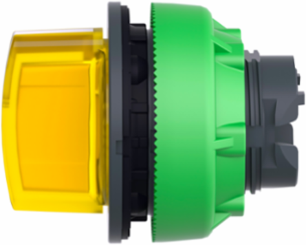 Harmony XB5 Illuminated Selector Switch Head, 30mm, Yellow Handle, 3 Positions