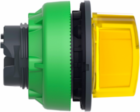 Harmony XB5 Illuminated Selector Switch Head, 30mm, Yellow Handle, 3 Positions