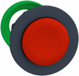 Harmony XB5, Flush mounted push button head, plastic, projecting, red, 30mm, spring return, unmarked, dark grey bezel