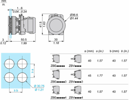Harmony XB5 Antimicrobial Pilot Light Head, 30mm, Universal LED, White
