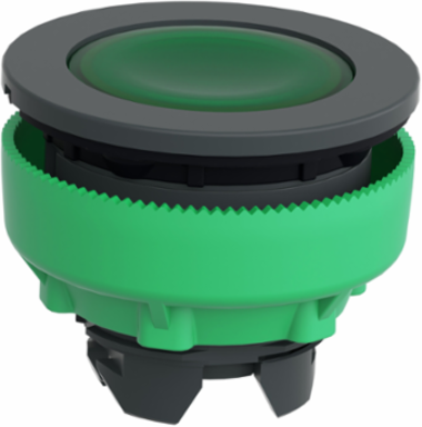 Head for pilot light, Harmony XB5, green, 30mm, universal LED, plain lens