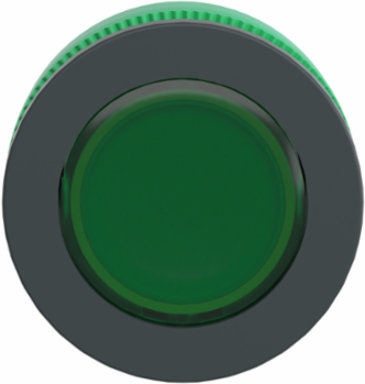 Head for pilot light, Harmony XB5, green, 30mm, universal LED, plain lens