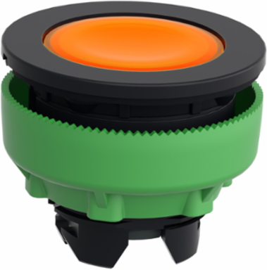 Head for pilot light, Harmony XB5, orange, 30mm, universal LED, plain lens