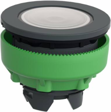 Head for illuminated push button, Harmony XB5, white, 30mm, universal LED, plain lens