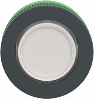 Head for illuminated push button, Harmony XB5, white, 30mm, universal LED, plain lens