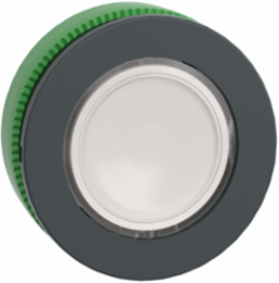 Head for illuminated push button, Harmony XB5, white, 30mm, universal LED, plain lens