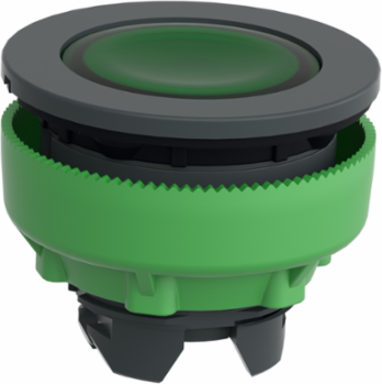 Head for illuminated push button, Harmony XB5, green, white, 30mm, universal LED, plain lens