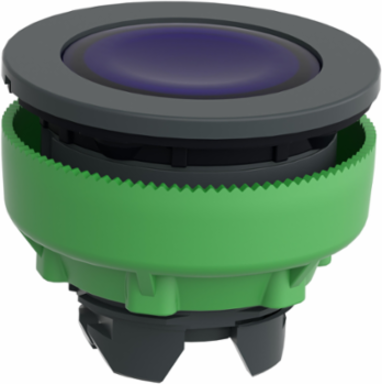 Head for illuminated push button, Harmony XB5, blue, 30mm, universal LED, plain lens