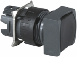 Head for non illuminated push button, Harmony XB6, black square flush, 16mm, integral LED, spring return, unmarked
