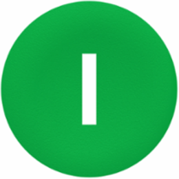Green Marked Push Button Cap Ø22 mm, Flush Design with White I Symbol