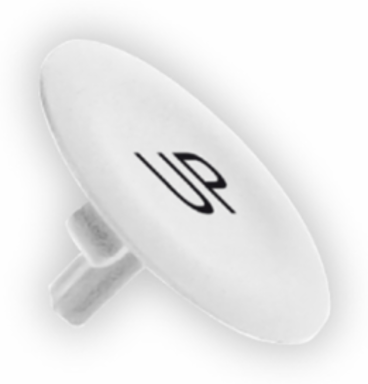 White Circular Pushbutton Cap  22 with "UP" Marking