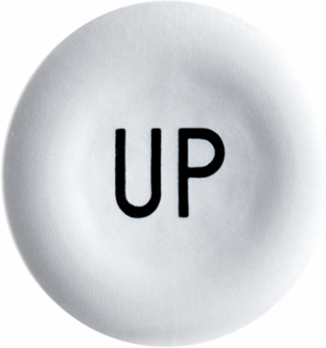 White Circular Pushbutton Cap Ø22 with "UP" Marking