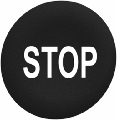 Harmony XB4/XB5 Black Flush Mount Push Button Cap with White STOP Marking