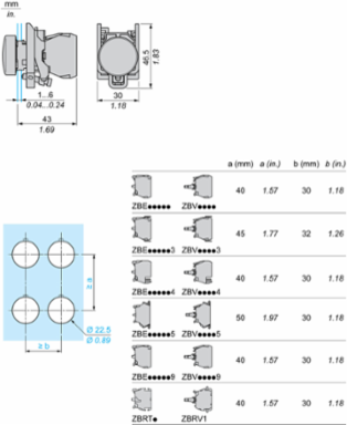 Light block, Harmony XB4, Harmony XB5, 22mm, universal LED, screw clamp terminal, 110...240V AC