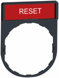 Legend Holder 30 x 40mm, Plastic, Red with 'RESET' Marking