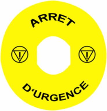 Harmony XB4 Yellow Emergency Stop Legend Ø 90 mm ARRET D'URGENCE