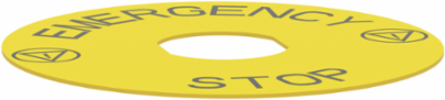 Harmony XB4 Emergency Stop Legend, 90mm, Plastic, Yellow with ISO13851
