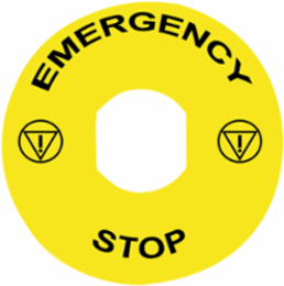 Harmony XB4 Emergency Stop Legend, Ø 90mm, Plastic, Yellow with ISO13851