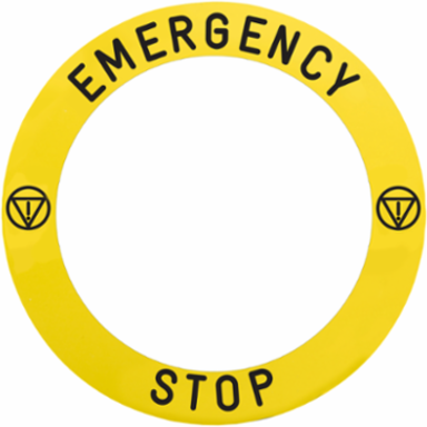 Harmony XB4/XB5 90mm Emergency Stop Marked Legend, Black on Yellow