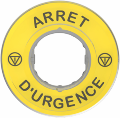 Harmony XB4 Emergency Stop Legend 60mm Plastic Yellow Marked ARRET D'URGENCE