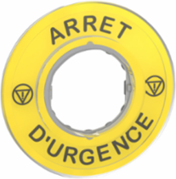 Harmony XB4 Emergency Stop Legend 60mm Plastic Yellow Marked ARRET D'URGENCE
