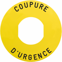 Harmony Push Button Legend, 60mm, Yellow COUPURE D'URGENCE Marking