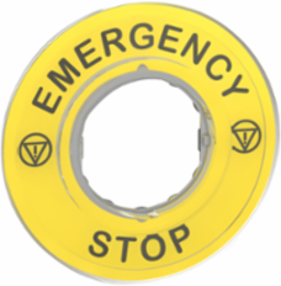 Harmony XB4 60mm Emergency Stop Legend Holder, Plastic, Yellow, Marked EMERGENCY STOP