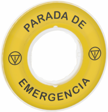 Harmony XB4 Circular Legend, Yellow,   60 mm, Emergency Stop, EN/ISO 13850