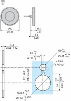 Illuminated Marking Ring  60 mm, Plastic, Red LED, 24 V AC/DC