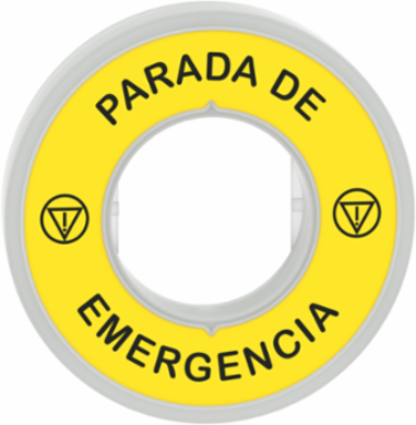 Illuminated Legend Ring, 60 mm, Plastic, LED, 24V AC/DC, Marked PARADA DE EMERGENCIA