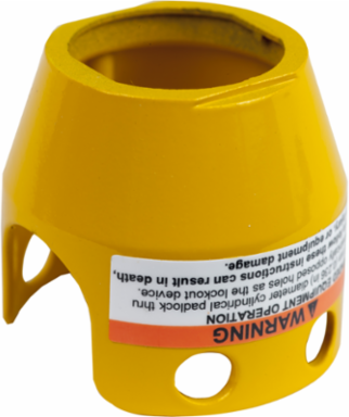 Padlockable Metal Guard for 40mm Mushroom Head, Yellow