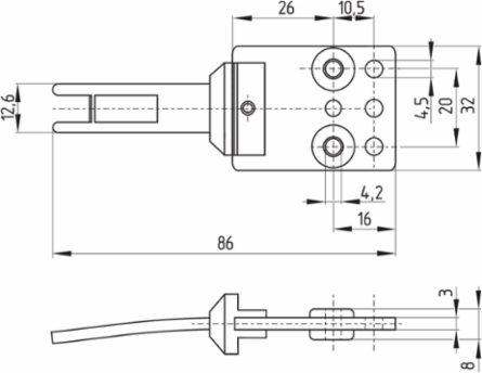 Safety Switch with Separate Actuator, Minimum Actuating Radius 350 mm, 52 g Weight