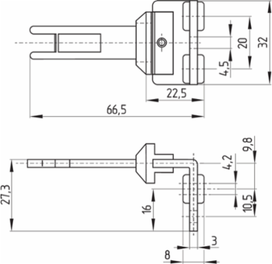 Safety Switch with Angled Actuator, 400 mm Actuating Radius, 52 g Weight