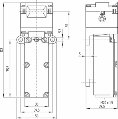 Safety Switch TZG01/110, IP67, 50 mm Width, 106.5 mm Height, 2 Contacts