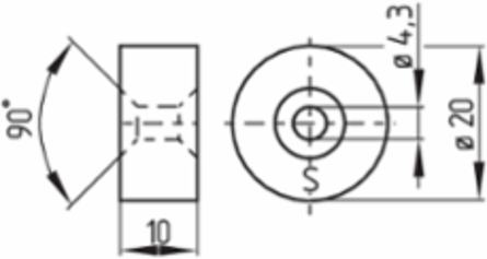 Magnetic Reed Switch Actuator, 10 mm Width, 20 mm Diameter, 13 g Weight