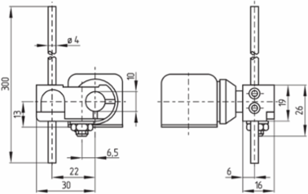 U 432 Rod Lever Position Switch 62 mm, Steel Rod, IP65, 2 NC Contacts