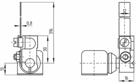 Position Switch UV6H 433Y, 434 mm Height, IP65, Metal Enclosure