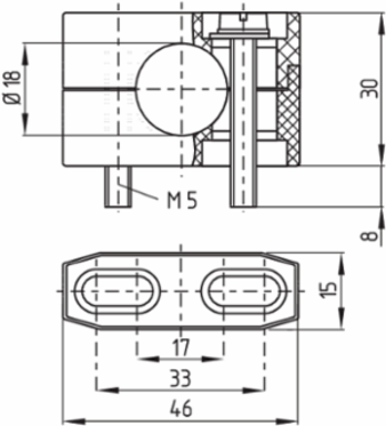 Mounting Clamp M18 Thermoplastic 46x30x15 mm, 26 g
