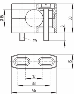 Mounting Clamp M18 Thermoplastic 46x30x15 mm, 26 g