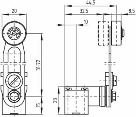 Position Switch TV7H 235-20Z, 30 mm x 63.5 mm, 160.5 mm Height, IP65/IP67, 20 Million Operations