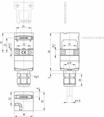 Safety Switch AZ 17-02ZI B1, 30 mm x 85 mm, IP67, 24 VDC