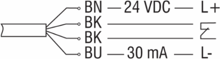 Magnetic Safety Sensor BNS 300,   M30, 5 m Length, IP67 Protection, 3 A Switching Current