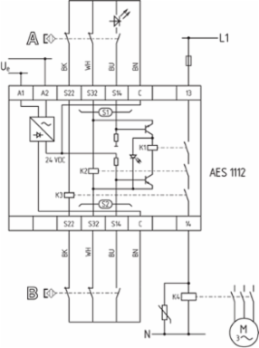 AES 1112.1 Safety Monitoring Module, 110 VAC, IP40, 1 NC Contact, 75mm Height
