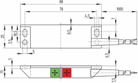 Magnetic Reed Switch BN 310-10Z, 88 mm x 25 mm, IP67, Up to 60 mm Actuation