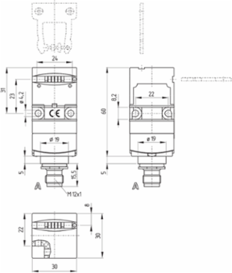 Safety Switch AZ 17-02ZRI-ST, 30 mm x 30 mm x 85 mm, IP67, 2 Safety Contacts