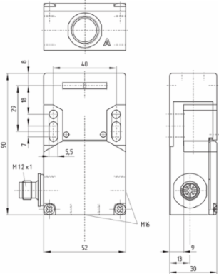 Safety Switch with Magnetic Latch, 52 mm x 90 mm x 30 mm, IP67