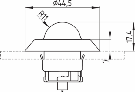 NME - Illuminated Signal with 44.5mm Diameter, IP67 Protection, Yellow Dome
