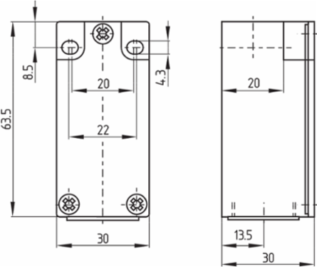 TS 235 Metal Enclosure with Actuator, IP65/IP67, 30 mm x 75.5 mm