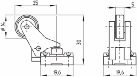 Position Switch with 30 mm Length, IP65, Metal Enclosure, NC Contact